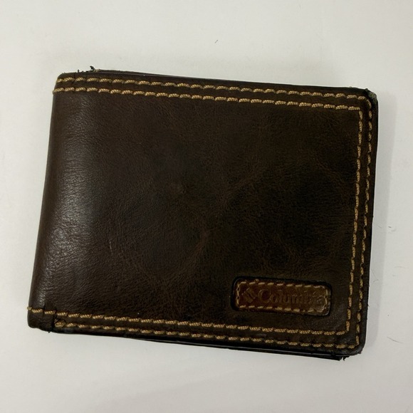 Columbia Other - Columbia Brown Leather Bifold Wallet RFID ID Window Card Holder